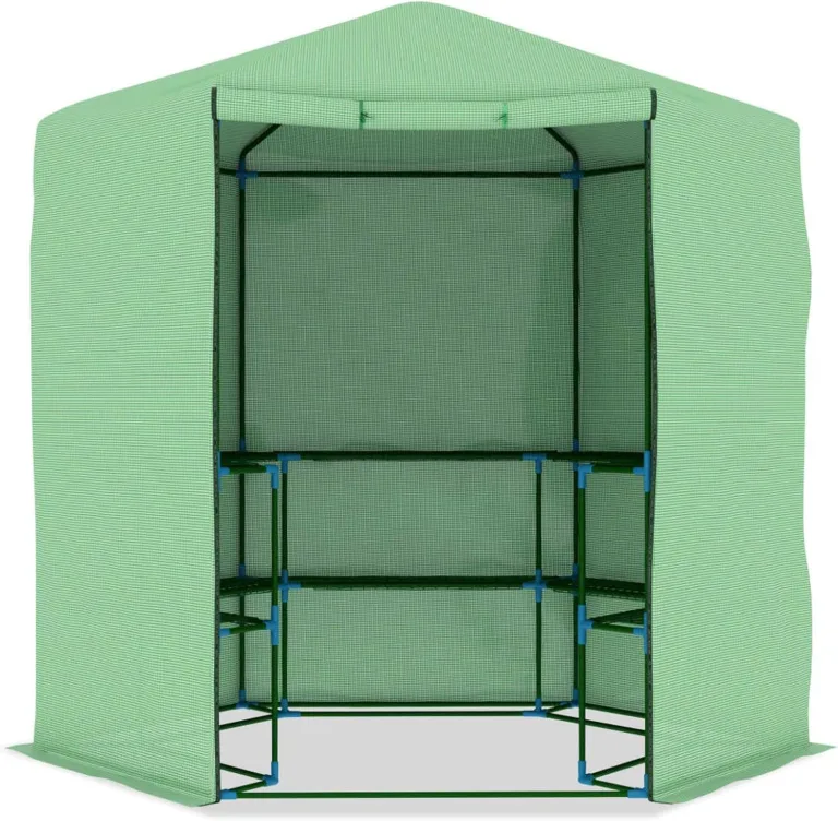 Gewächshaus mit Ablagen Stahl 227x223 cm, Frühbeet, Tomatenhaus, Treibhaus, Greenhouse, Garten Zubehör – Bild 4