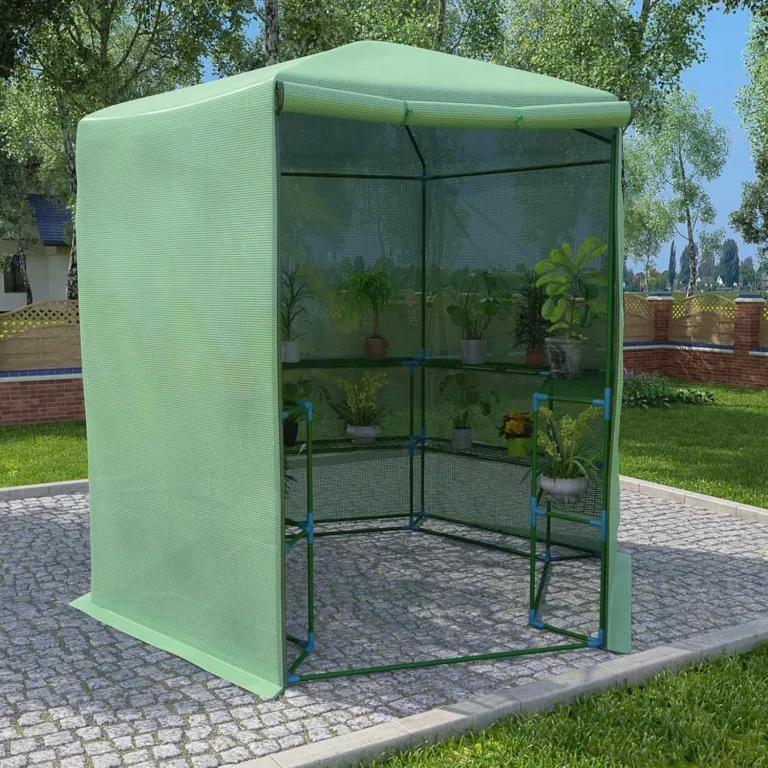 Gewächshaus mit Ablagen Stahl 227x223 cm, Frühbeet, Tomatenhaus, Treibhaus, Greenhouse, Garten Zubehör – Bild 1