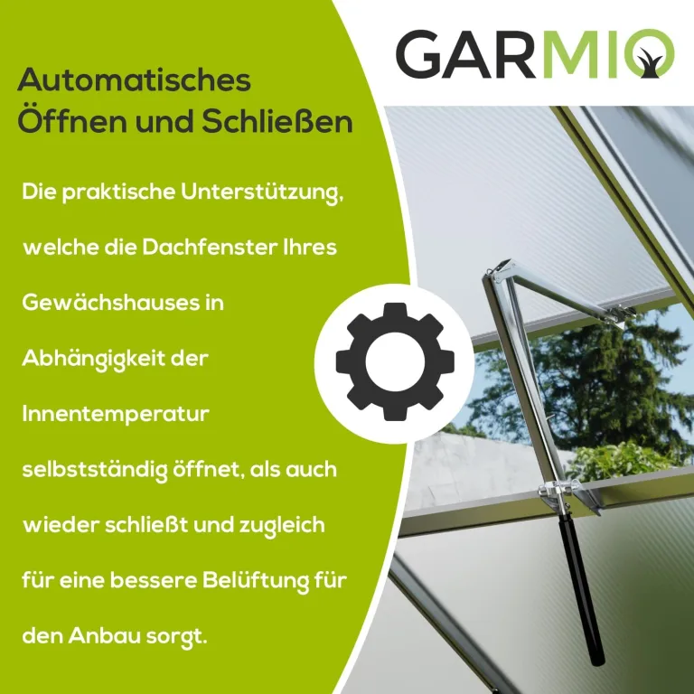 Automatischer Fensteröffner für Gewächshaus Zuchthaus Tomatenhaus Treibhaus Aufzucht Pflanzenhaus, Hubkraft 7 kg Hubhöhe max 45cm Fenster Temperaturbereich 15-25 °C – Bild 2