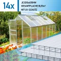 14x Polycarbonat Hohlkammerstegplatten 4mm, 10,25 m² Polycarbonatplatten ,50x Klammern, 50x Z-Clips, 60.5 x 121cm Doppelstegplatte, Stegplatte Gewächshausplatte UV-beständigen für Gewächshaus - Thumbnail 2