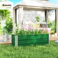 Outsunny Hochbeet aus Stahl Gartenbeet Pflanzkasten Blumenkasten Blumenkübel mit Handschuhe Grün 125 x 47 x 40 cm - Thumbnail 2