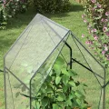 Outsunny Foliengewächshaus, Gewächshaus, Treibhaus mit Doppeltür, Winddichtes Tomatenhaus, Pflanzenhaus für Garten, PE, Transparent, 90 x 90 x 145 cm - Thumbnail 10