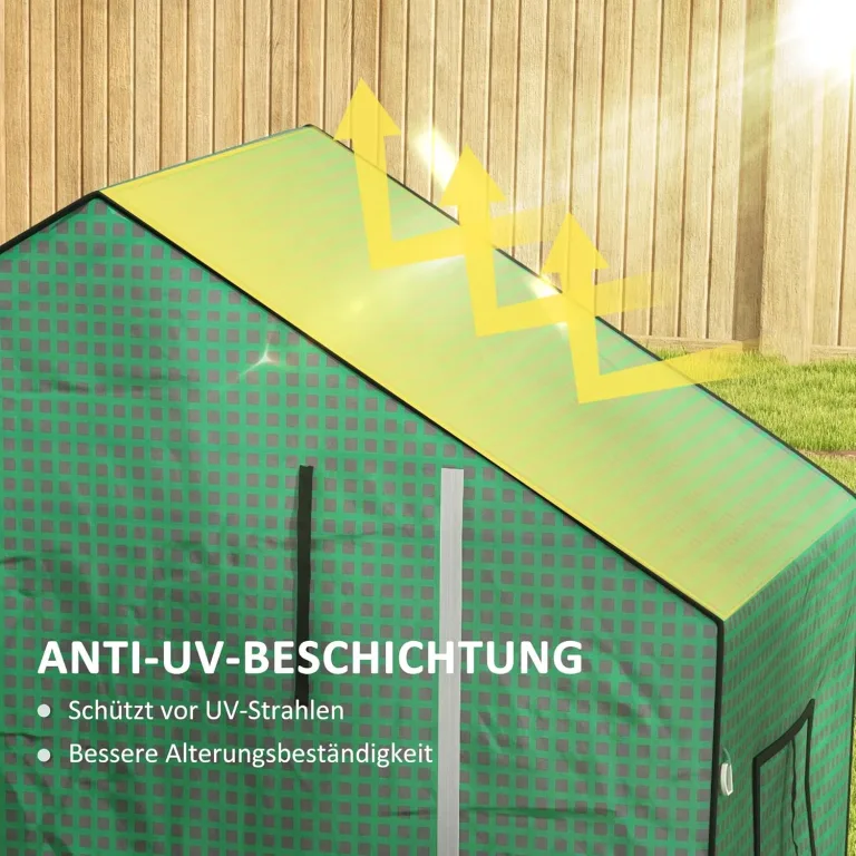 Outsunny Gewächshausfolie 1,4 x 1,9 m, wasserdicht Gartenfolie mit UV Schutz Fenster, Reißfest Folie aus Polyethylen, Abdeckplane für Treibhaus, Tunnelfolie für Außenbereich, Pflanzen, Grün – Bild 4