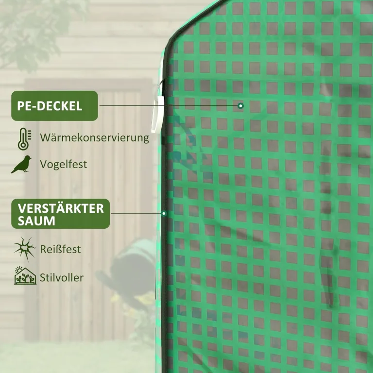 Outsunny Gewächshausfolie 1,4 x 1,9 m, wasserdicht Gartenfolie mit UV Schutz Fenster, Reißfest Folie aus Polyethylen, Abdeckplane für Treibhaus, Tunnelfolie für Außenbereich, Pflanzen, Grün – Bild 3