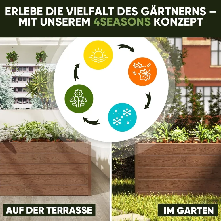 Hochbeet WPC EcoFusion 166x85x71cm – extrem Langlebig [Woody-Look] Komplettpaket mit vorgebohrten Löchern | Hochbeete für Garten Hochbeete-kit Bausatz – Bild 3