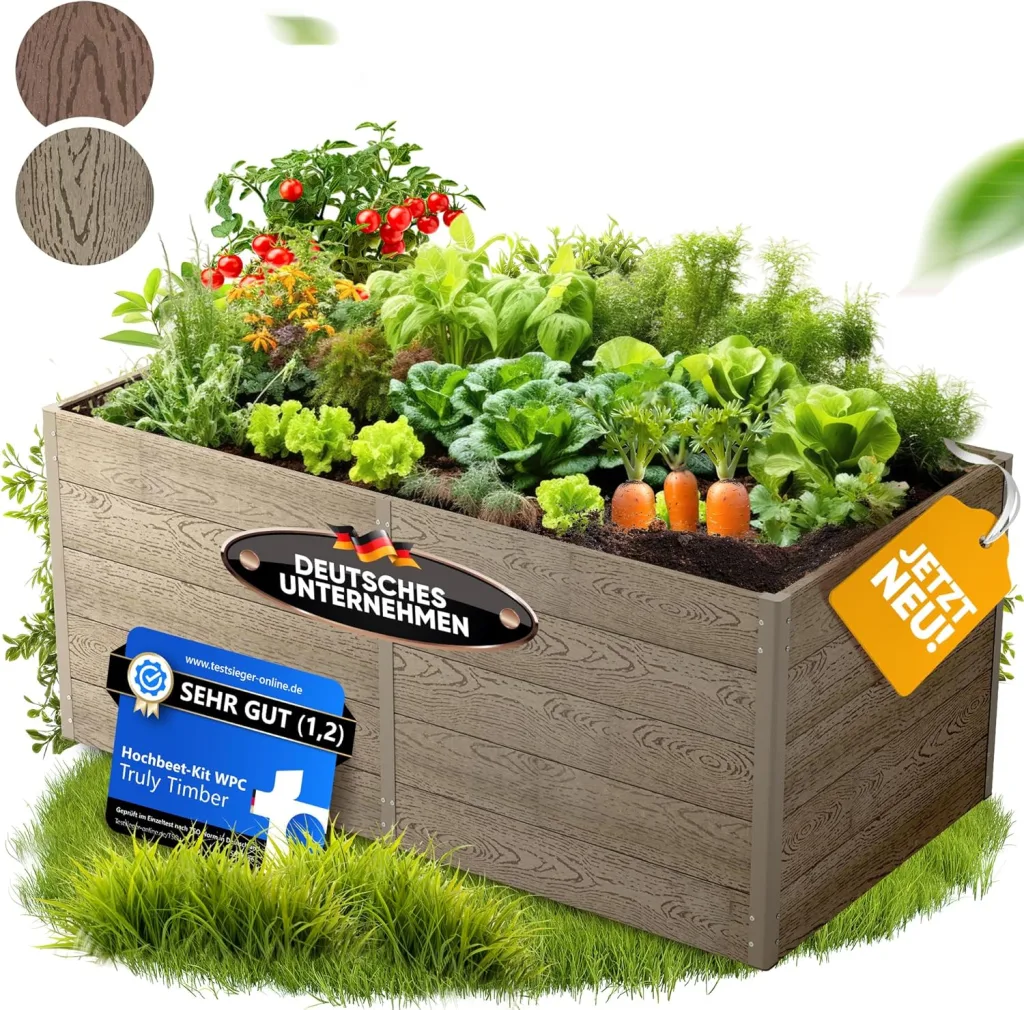 Hochbeet WPC EcoFusion 166x85x71cm – extrem Langlebig [Woody-Look] Komplettpaket mit vorgebohrten Löchern | Hochbeete für Garten Hochbeete-kit Bausatz