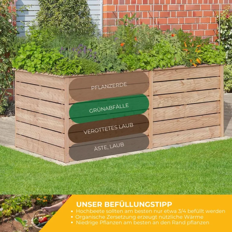 Mega Holz Hochbeet Jacques XL 1700 Liter aus Lärchenholz 206x103x80 cm Kräuterbeet Gemüsebeet Blumenkasten Garten Pflanzbeet Naturbelassen – Bild 7