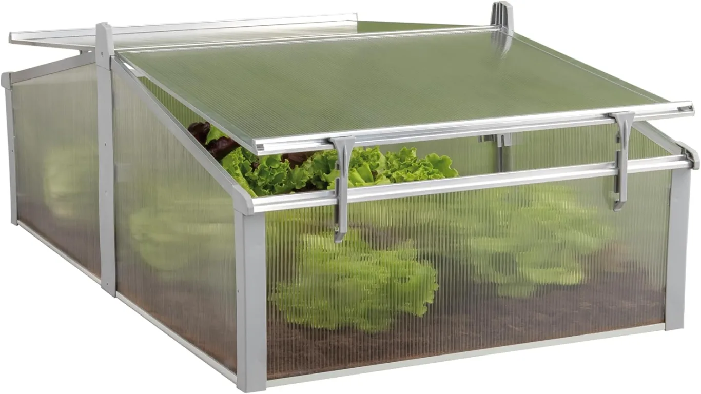 JUWEL Thermo Frühbeet Easy FIX 120/80 (für Palettenrahmen-Hochbeete 120x80 cm, rostfreie Aluprofile, 2 Fenster mit Windsicherung, 4 mm Hohlkammerplatten) 20222 - Bild 1