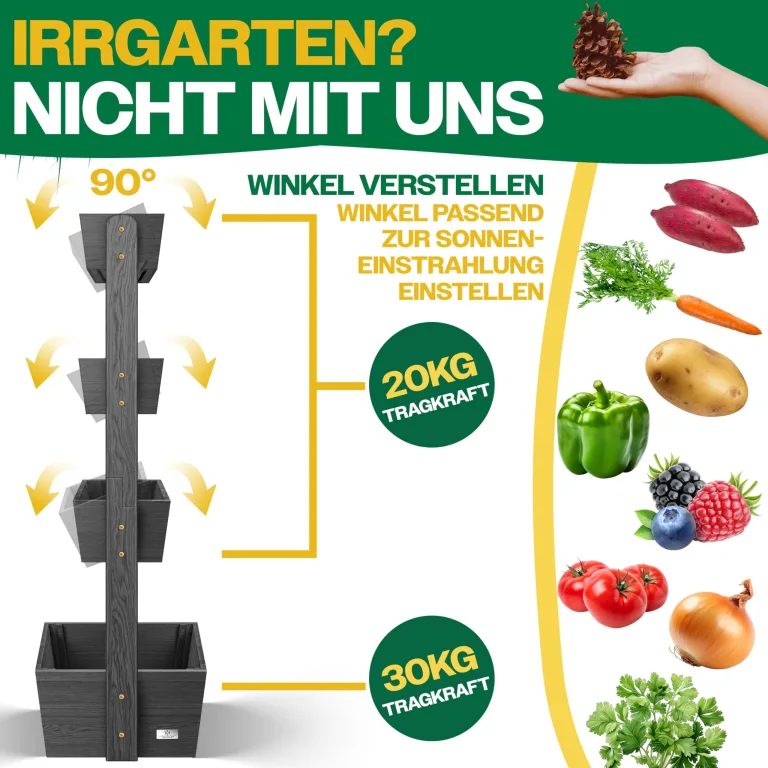 KESSER® Hochbeet mit 4 Etagen Premium Blumenkasten Blumentreppe Pflanztreppe Gemüsebeet Kräuterbeet Pflanzkübel Frühbeet Blumenbeet Pflanzkasten mit Gartenvlies - Beet inkl. Schaufelset, Anthrazit – Bild 3
