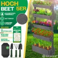KESSER® Hochbeet mit 5 Etagen Premium Blumenkasten Blumentreppe Pflanztreppe Gemüsebeet Kräuterbeet Pflanzkübel Frühbeet Blumenbeet Pflanzkasten mit Gartenvlies - Beet inkl. Schaufelset, Anthrazit - Thumbnail 2
