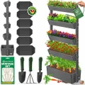 KESSER® Hochbeet mit 5 Etagen Premium Blumenkasten Blumentreppe Pflanztreppe Gemüsebeet Kräuterbeet Pflanzkübel Frühbeet Blumenbeet Pflanzkasten mit Gartenvlies - Beet inkl. Schaufelset, Anthrazit - Thumbnail 9
