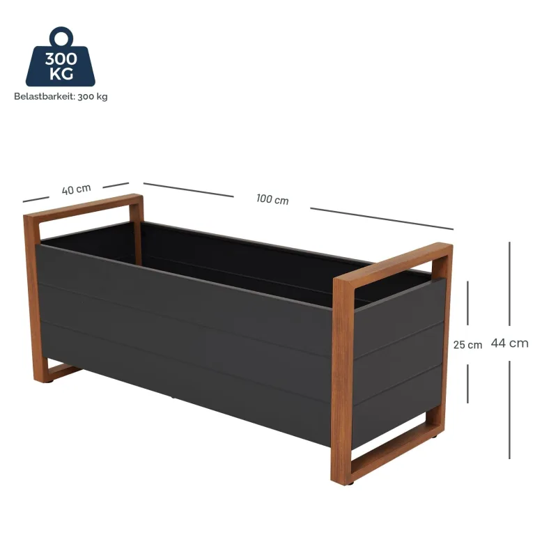 Grand patio Hochbeet Garten, Wetterfest, Metall Pflanzbeet mit Entwässerungslöcher, Blumenkasten für Outdoor, Balkon (100X38X44CM) – Bild 6