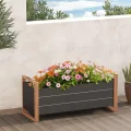 Grand patio Hochbeet Garten, Wetterfest, Metall Pflanzbeet mit Entwässerungslöcher, Blumenkasten für Outdoor, Balkon (100X38X44CM) - Thumbnail 10