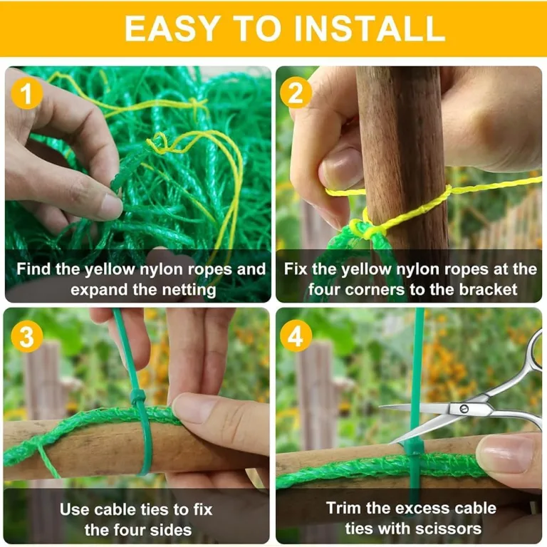 Ranknetz für Kletterpflanzen,2M X 5M Ranknetz für Gurken,Tomaten Rankhilfen für Kletterpflanzen,Ranknetz Gewächshaus,Ranknetz Zubehör,mit 25 Gewächshausclips und 50 Pflanzenbinder. – Bild 9