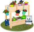 ITA Hochbeet aus Holz 80x37x78 cm - Pflanzkasten mit 2 Ebenen & Innenfolie - Made in EU - Direkt vom Hersteller - FSC Kiefernholz - Pflanzbeet Blumenkasten für Garten Balkon Terrasse - Natur - Thumbnail 1