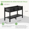 LUE BONA Hochbeet mit Werkzeugen, 113 x 45 x 73cm, HDPS - Hochbeetkasten mit Beinen und Ablagefach, wetterbeständig, 3 Jahre Garantie, für Kraut - & Gemüseanbau, Garten, Balkon, schwarz - Thumbnail 3