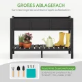 LUE BONA Hochbeet mit Werkzeugen, 113 x 45 x 73cm, HDPS - Hochbeetkasten mit Beinen und Ablagefach, wetterbeständig, 3 Jahre Garantie, für Kraut - & Gemüseanbau, Garten, Balkon, schwarz - Thumbnail 5