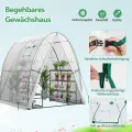 GOPLUS Gewächshaus, Tomatengewächshaus mit PE-Abdeckung & Metallrahmen, begehbares Foliengewächshaus mit Aufrollfenster & Aufrolltor, Treibhaus für Blumen, Pflanzen, 181 x 181 x 200 cm (Transparent) - Thumbnail 2