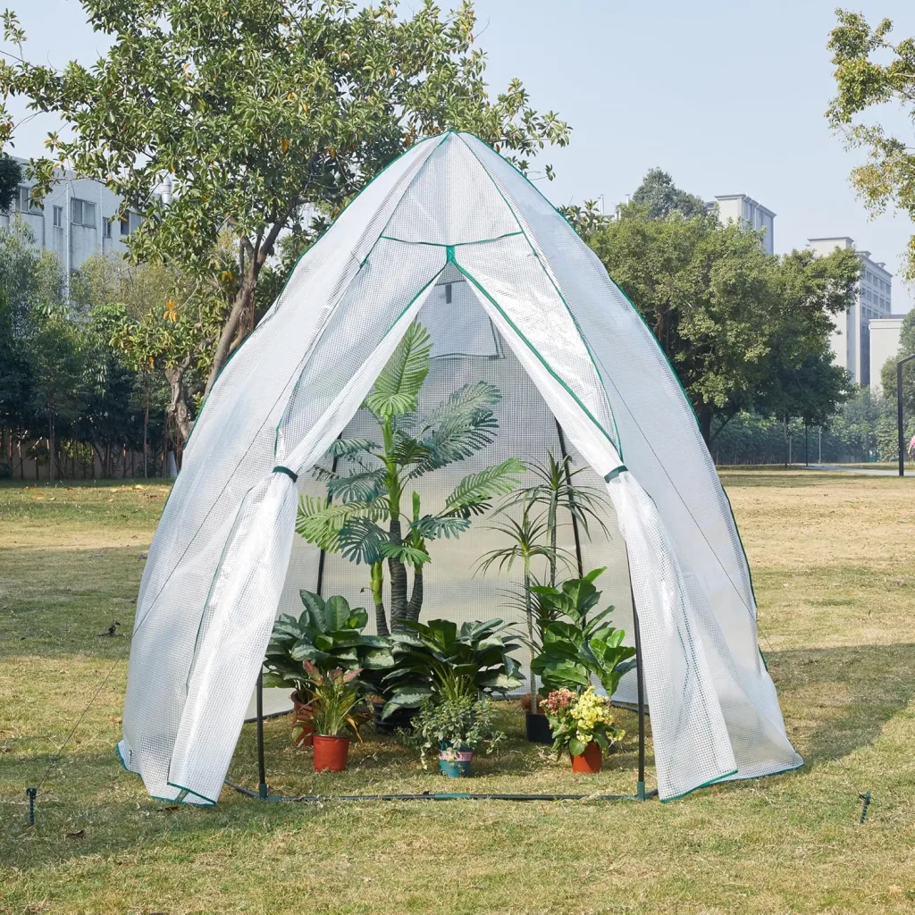 [en.casa] Gewächshaus Hunze Foliengewächshaus zur Anzucht Überwinterungszelt mit Reißverschluss Frühbeet PE-Plane Tomatengewächshaus Pflanzenschutz 200x240cm Weiß