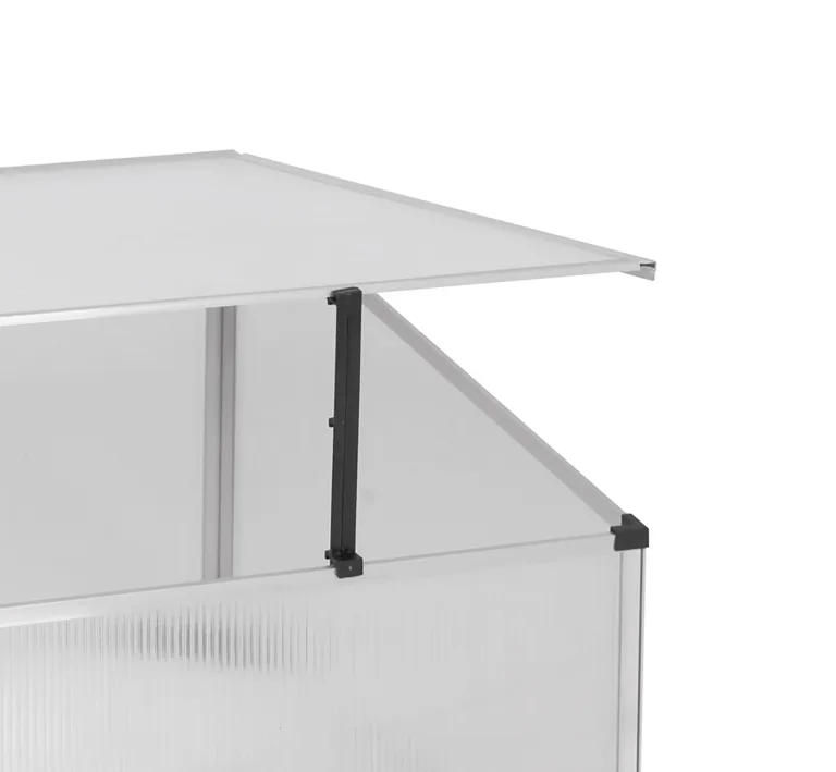Spetebo Frühbeetkasten mit Aluminium Rahmen - 100 x 60 cm - Kleines Gewächshaus mit Schrägdach - Polycarbonat Treibhaus Kasten Gemüsebeet Abdeckung – Bild 3