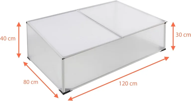 Frühbeetkasten mit geteiltem Deckel - 120 x 80 cm - Kleines Gewächshaus mit Schrägdach - Polycarbonat Treibhaus Kasten Gemüsebeet Abdeckung – Bild 2