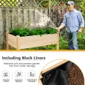 HOMASIS Hochbeet aus Holz, Gartenbeet mit Rollen & Ablage, Blumenkasten für Garten Balkon Terrasse, Pflanzbeet mit Abflusslöcher & Innenvlies, Gemüsebeet Blumenbeet, 120 x 59 x 84 cm - Thumbnail 4