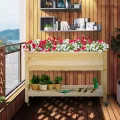 HOMASIS Hochbeet aus Holz, Gartenbeet mit Rollen & Ablage, Blumenkasten für Garten Balkon Terrasse, Pflanzbeet mit Abflusslöcher & Innenvlies, Gemüsebeet Blumenbeet, 120 x 59 x 84 cm - Thumbnail 8