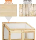 COSTWAY 3 Etagen Frühbeet Holz, Hochbeet wetterfest, Gewächshaus mit 2 Türen & Deckel, Polycarbonat-Fenster, Pflanzenbeet Aufzuchtschrank Treibhaus, für Garten Balkon, 60 x 45 x 100 cm, Natur - Thumbnail 4