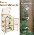 COSTWAY 3 Etagen Frühbeet Holz, Hochbeet wetterfest, Gewächshaus mit 2 Türen & Deckel, Polycarbonat-Fenster, Pflanzenbeet Aufzuchtschrank Treibhaus, für Garten Balkon, 60 x 45 x 100 cm, Natur - Thumbnail 6
