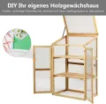 COSTWAY 3 Etagen Frühbeet Holz, Hochbeet wetterfest, Gewächshaus mit 2 Türen & Deckel, Polycarbonat-Fenster, Pflanzenbeet Aufzuchtschrank Treibhaus, für Garten Balkon, 60 x 45 x 100 cm, Natur - Thumbnail 8