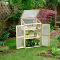 HOMASIS Gewächshaus mit 3 Ablagen, Anlehngewächshaus Tomaten mit 2 Türen & Oberlicht, Holz Frühbeet Pflanzenhaus Winterfest klein, 60x45x100cm, Teibhaus Gartenhaus für Garten & Balkon, Transparent - Thumbnail 7