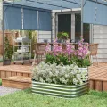 Outsunny Hochbeet Metall, 2-Stufiger Blumenkasten, Pflanzkasten, Gemüsebeet mit Schrauben, Kräuterbeet für Garten, Balkon, Silber, 118 x 45 x 30 cm - Thumbnail 8