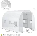 Outsunny Gewächshausfolie 3 x 2 m, wasserdicht Polyethylenfolie mit Rolltür, 6 Fenster, UV Schutz, Reißfest Gartenfolie Abdeckplane für Folientunnel Gartenarbeit, Tunnelfolie für Außenbereich Weiß - Thumbnail 7