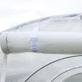 Outsunny Gewächshausfolie 3 x 2 m, wasserdicht Polyethylenfolie mit Rolltür, 6 Fenster, UV Schutz, Reißfest Gartenfolie Abdeckplane für Folientunnel Gartenarbeit, Tunnelfolie für Außenbereich Weiß - Thumbnail 8