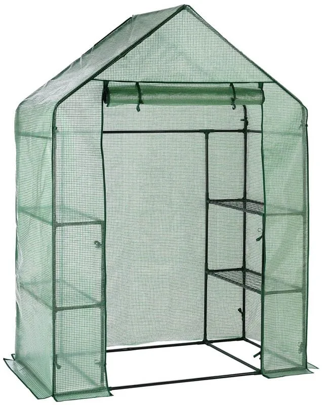 Escala Gewächshaus Treibhaus Glashaus Frühbeet (100 x 60 x 169 - 148 cm) Grün – Bild 4
