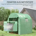 Outsunny Tunnel Garten Gewächshaus 1.8x1.8x2m, Anti-UV Garten Gewächshaus mit Rolltüren und Fenster, Stahl und PE, Grün - Thumbnail 5