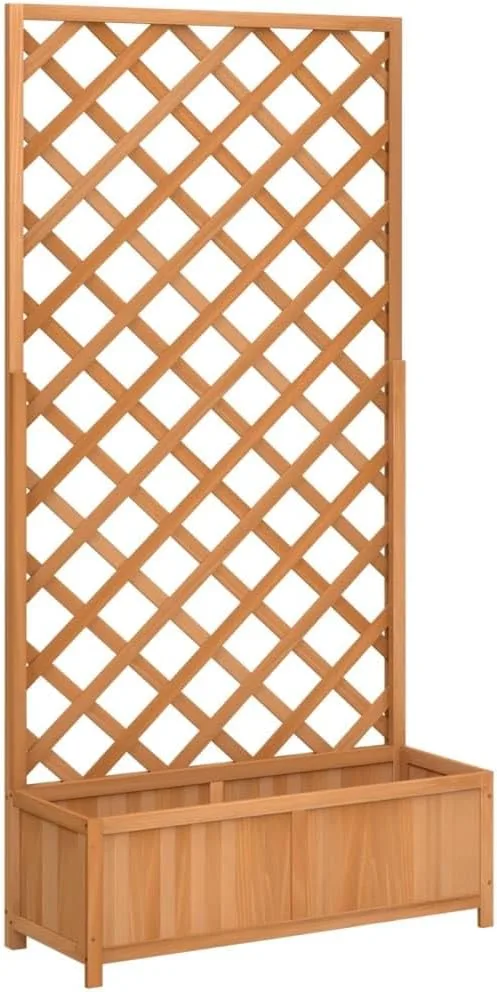 vidaXL Pflanzkasten mit Rankgitter 90x35x180 cm, Massives Fichtenholz, Braun, Hochbeet für Innen & Außen, Balkon & Garten, Kletterpflanzenstütze, Blumenkasten, Holz-Pflanzenhalter – Bild 1