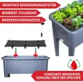 Hochbeet/Frühbeet – mit Abdeckhaube/Wasseranzeige – aus robustem Kunststoff – ideal für Garten/Terrasse/Balkon – Kräuterhochbeet zur Anzucht – Pflanzkasten inkl. Gartenwerkzeug (Grau) - Thumbnail 3