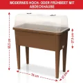 Hochbeet/Frühbeet – mit Abdeckhaube/Wasseranzeige – aus robustem Kunststoff – ideal für Garten/Terrasse/Balkon – Kräuterhochbeet zur Anzucht – Pflanzkasten inkl. Gartenwerkzeug (Coffee) - Thumbnail 7