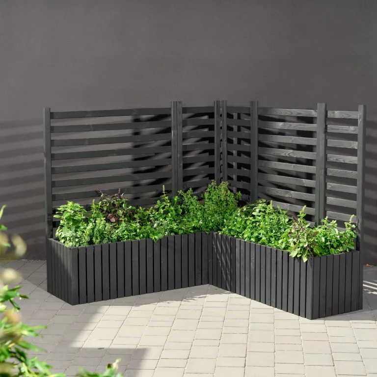 Pflanzkübel Holz – imprägniert wetterfest – mit herausnehmbarem Kunststoffeinsatz – Hochbeet Blumenkasten für Balkon Garten Terrasse (Vertikal-anthrazit 67x36 H35 cm) – Bild 4