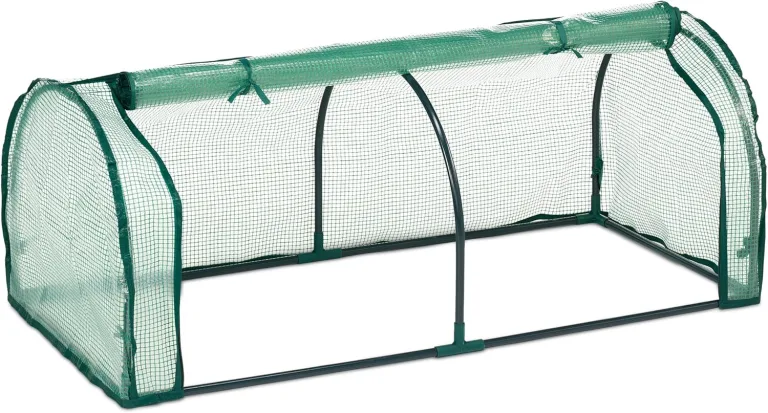Relaxdays Frühbeet, HxBxT: 50 x 128 x 60 cm, PE-Folie, Eisen, Tür mit Reißverschluss, Anzucht, Hochbeet Abdeckung, grün – Bild 1