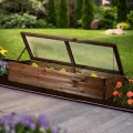 dobar® Frühbeet-Aufsatz aus Holz für Hochbeete - Frühbeet-Kasten mit Folie - 117 x 40 x 26 cm - Dunkelbraun - Thumbnail 4