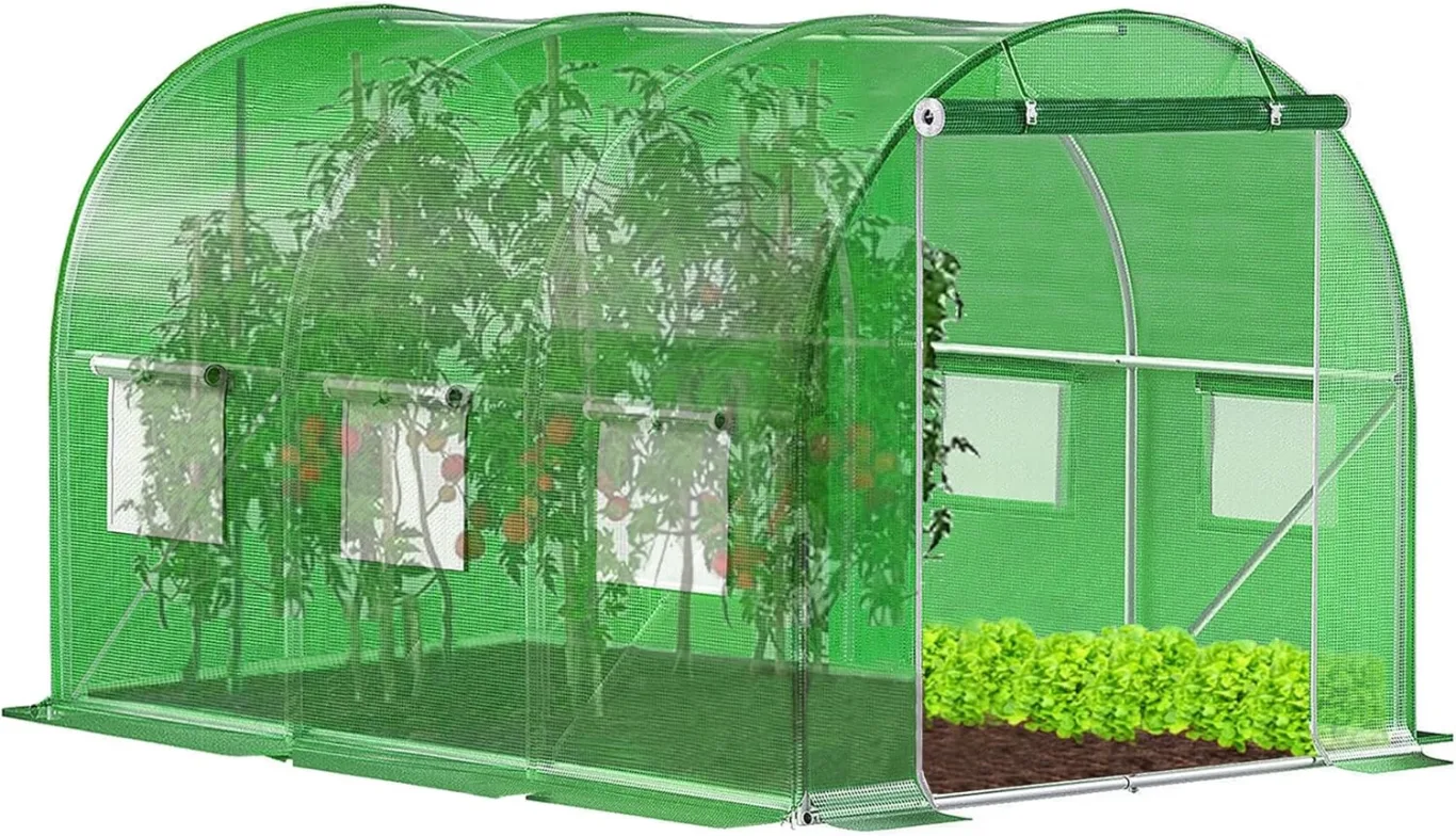 Gewächshaus klein - Foliengewächshaus Winterfest mit Stabiler Folie für Gewächshaus & Tomatenhaus -Treibhaus & Folientunnel für Balkon, Garten, Anzucht & Pflanzenzucht - 200 x 300 x 200 cm - Bild 1
