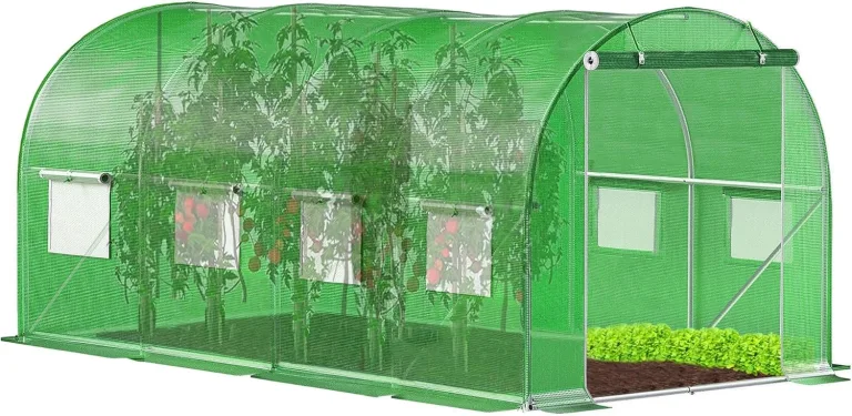 Gewächshaus Folientunnel 450x200x200 cm Foliengewächshaus Winterfest mit Bogendach Fenster UV-Schutz Tomatenhaus Groß Folie PE 140g Gartengewächshäuser Tomatendach Folientunnel Gewächshaus SPRINGOS – Bild 1