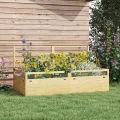 Outsunny Hochbeet mit Rankhilfe, Kräuterbeet, Pflanzkasten aus Holz, Blumenkasten für Garten, Balkon, Naturholz, 183 x 98,5 x 95 cm - Thumbnail 2
