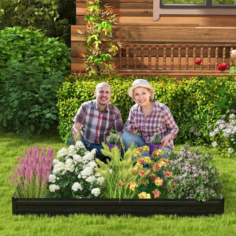 GOPLUS Hochbeet aus Metall, 240 x 120 x 30 cm Gemüsebeet Pflanzbeet Frühbeet für Balkon & Garten, Pflanzkasten Gartenbeet Pflanzkübel, Blumenkasten Groß für Blumen Obst Gemüse – Bild 7