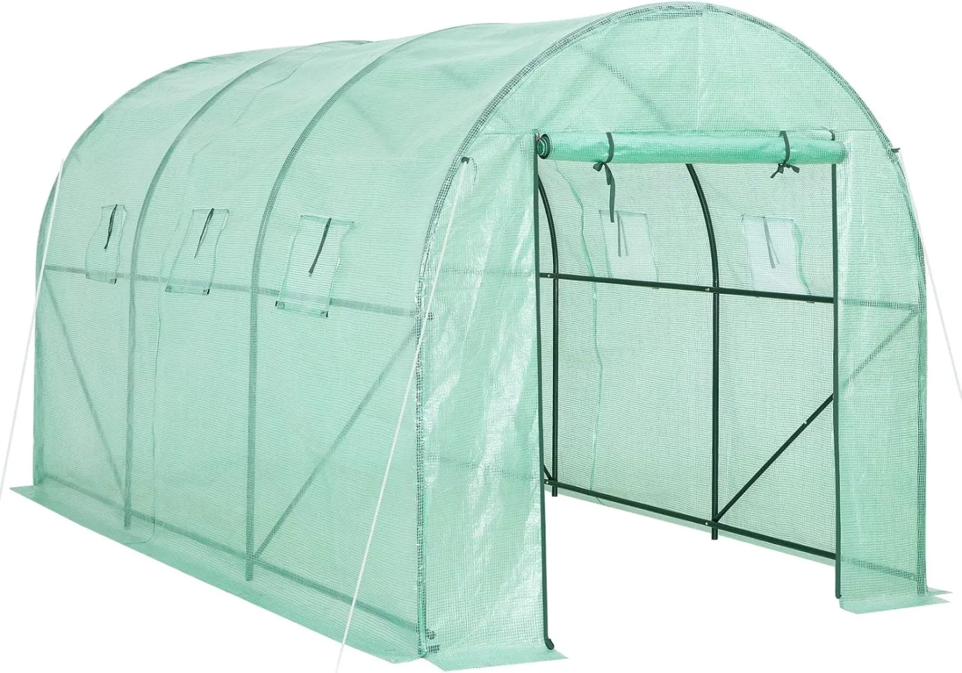 Gardebruk® Foliengewächshaus 7m² aufrollbare Tür 6 Fenster Treibhaus Tomatenhaus Folientunnel Anzucht 350x200x200cm - Bild 1