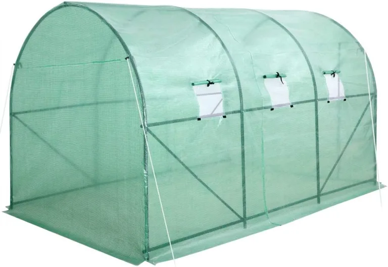 Gardebruk® Foliengewächshaus 7m² aufrollbare Tür 6 Fenster Treibhaus Tomatenhaus Folientunnel Anzucht 350x200x200cm – Bild 2