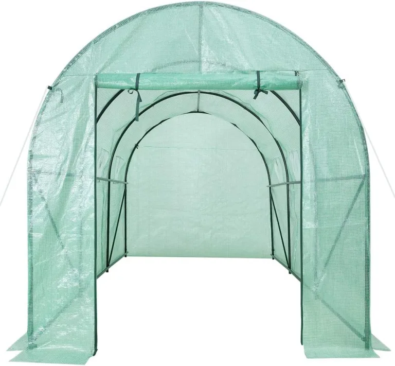 Gardebruk® Foliengewächshaus 7m² aufrollbare Tür 6 Fenster Treibhaus Tomatenhaus Folientunnel Anzucht 350x200x200cm – Bild 3