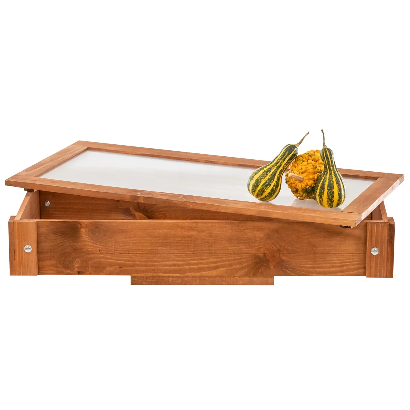 ITA Frühbeet Aufsatz aus Holz 80x37x10 cm Braun - Frühbeetkasten - Wetterfest - Polycarbonat Fenster - Made in EU - FSC Holz - Frühbeetaufsatz - Perfekt Hochbeete - Bild 1